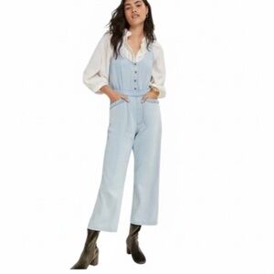 Anthropologie Paige Celia Cropped Denim Wide-Leg Jumpsuit Size S
